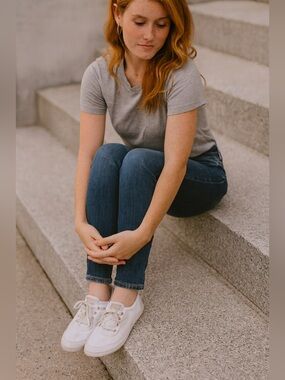 Bobs White Canvas Sneakers with Rose Gold Eyelets